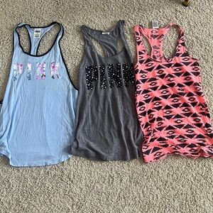 PINK Set of 3 Racerback Tanks